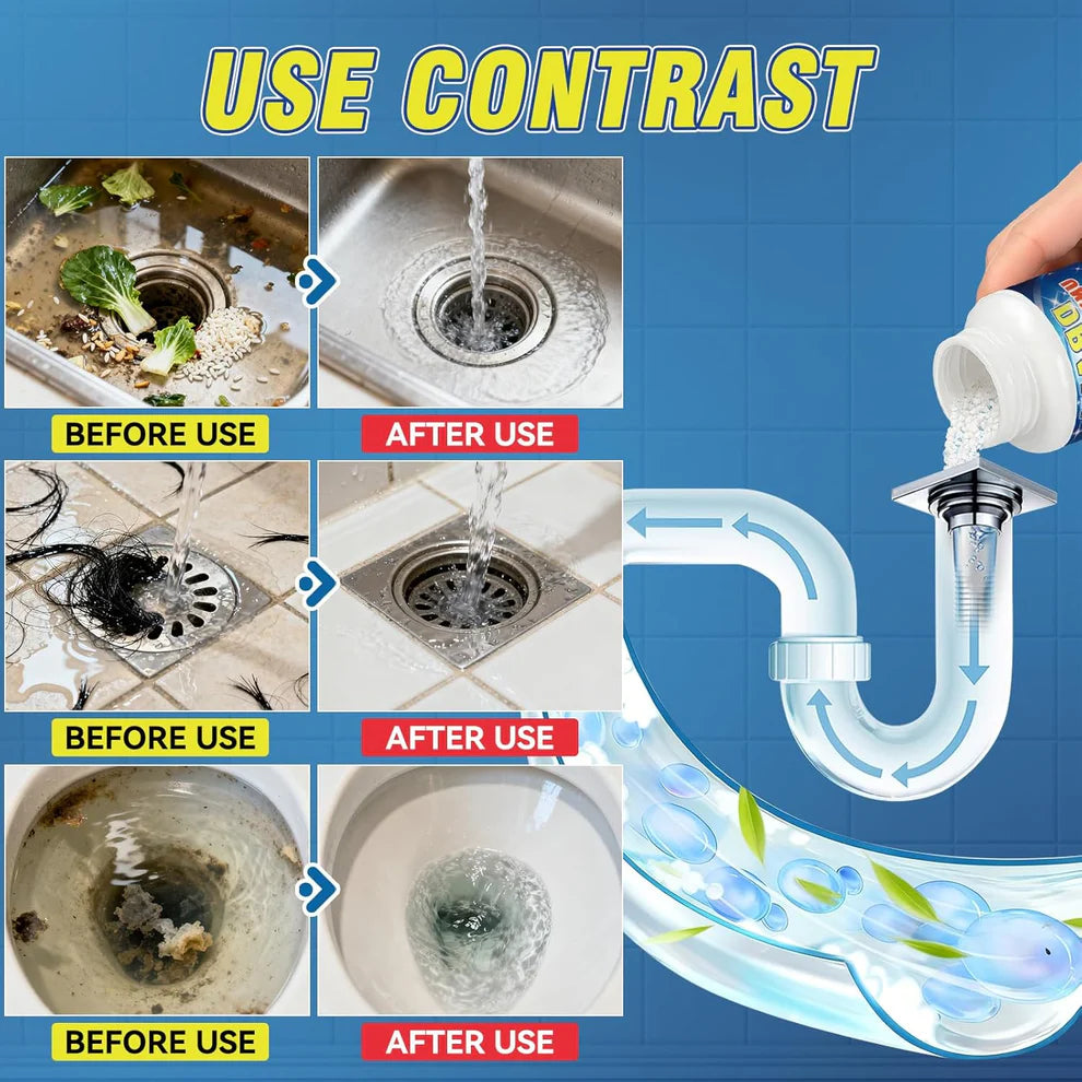 Powerful Drainage, Sinks & Pipes Drain Cleaner Powder
