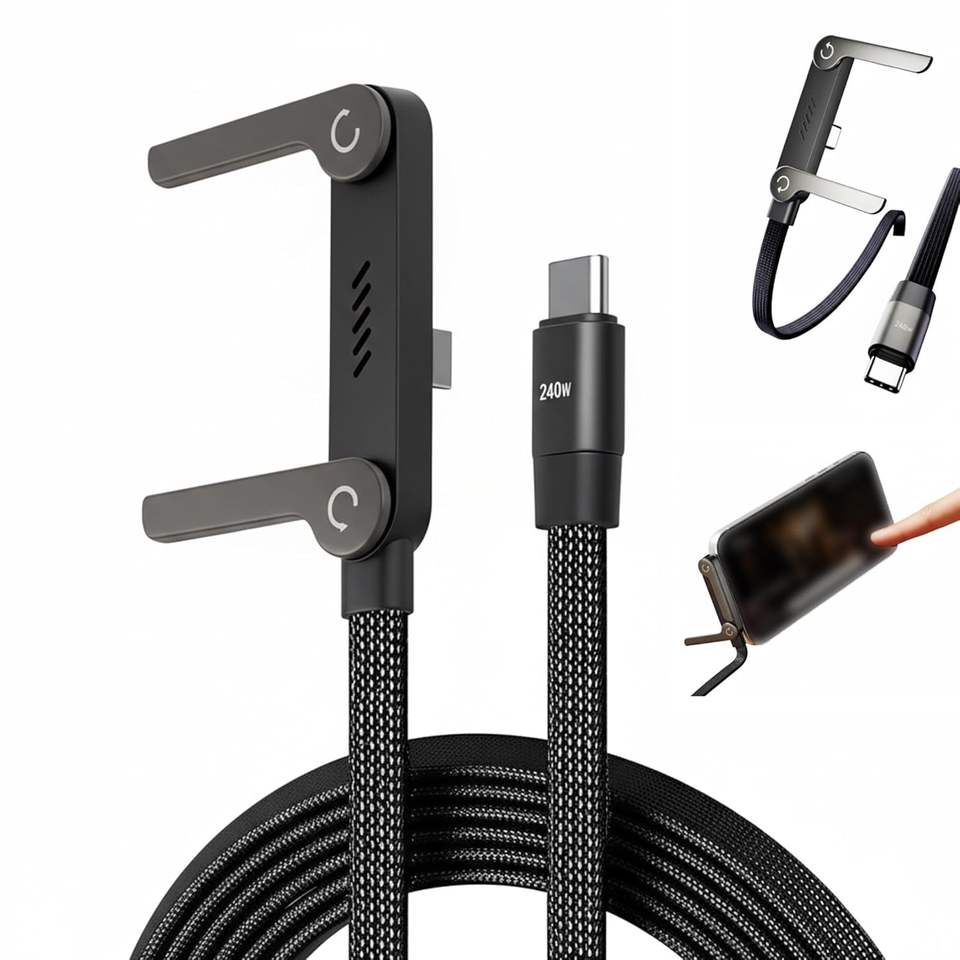 2-in-1 Invisible Holder Charger Cable with Stand - 240W Fast Charging