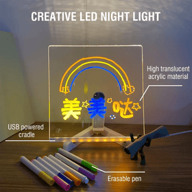 LED Writing Message Board with 7 Neon Pens