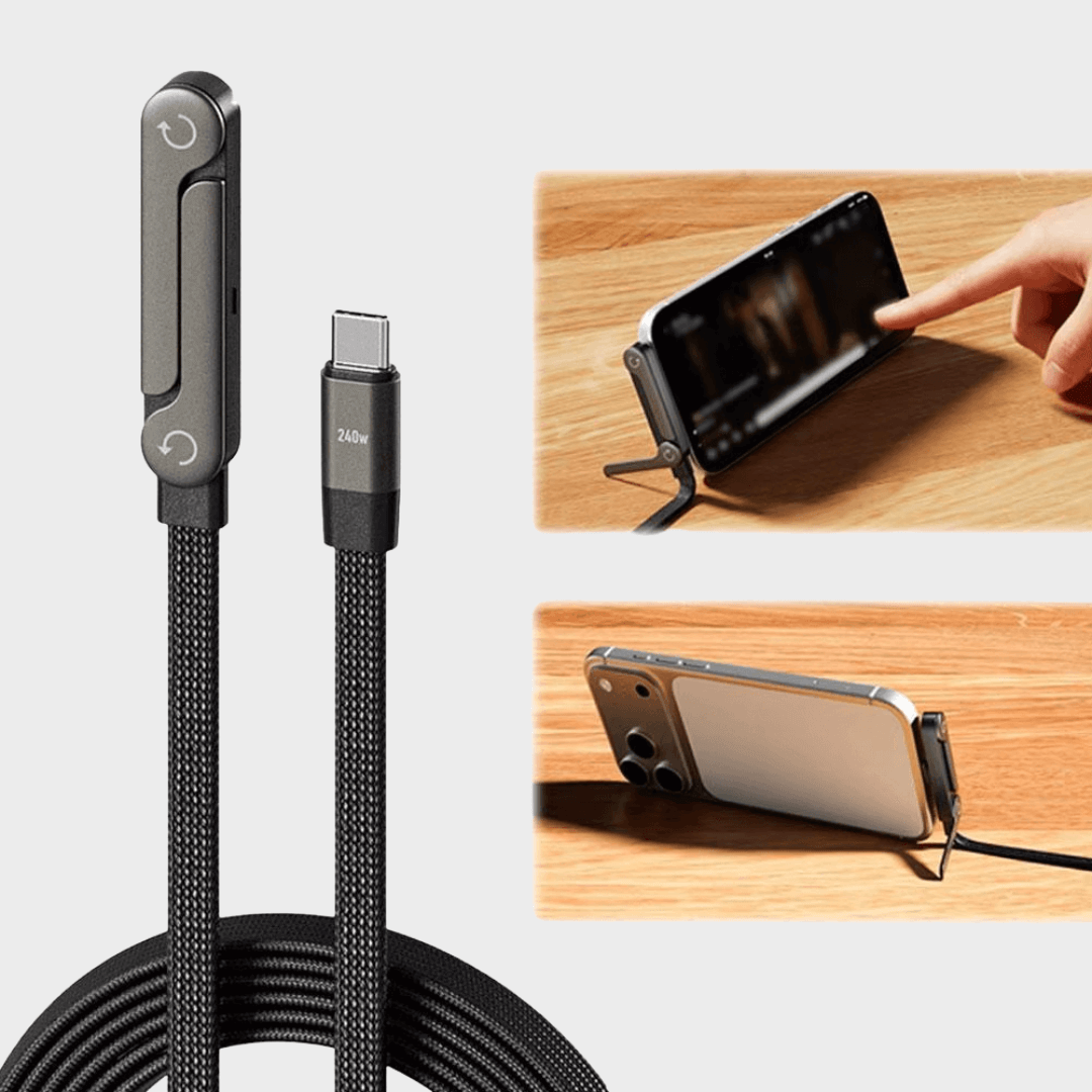 2-in-1 Invisible Holder Charger Cable with Stand - 240W Fast Charging