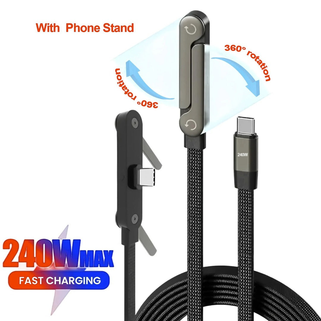 2-in-1 Invisible Holder Charger Cable with Stand - 240W Fast Charging