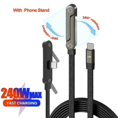 2-in-1 Invisible Holder Charger Cable with Stand - 240W Fast Charging