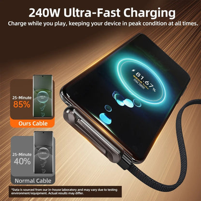 2-in-1 Invisible Holder Charger Cable with Stand - 240W Fast Charging